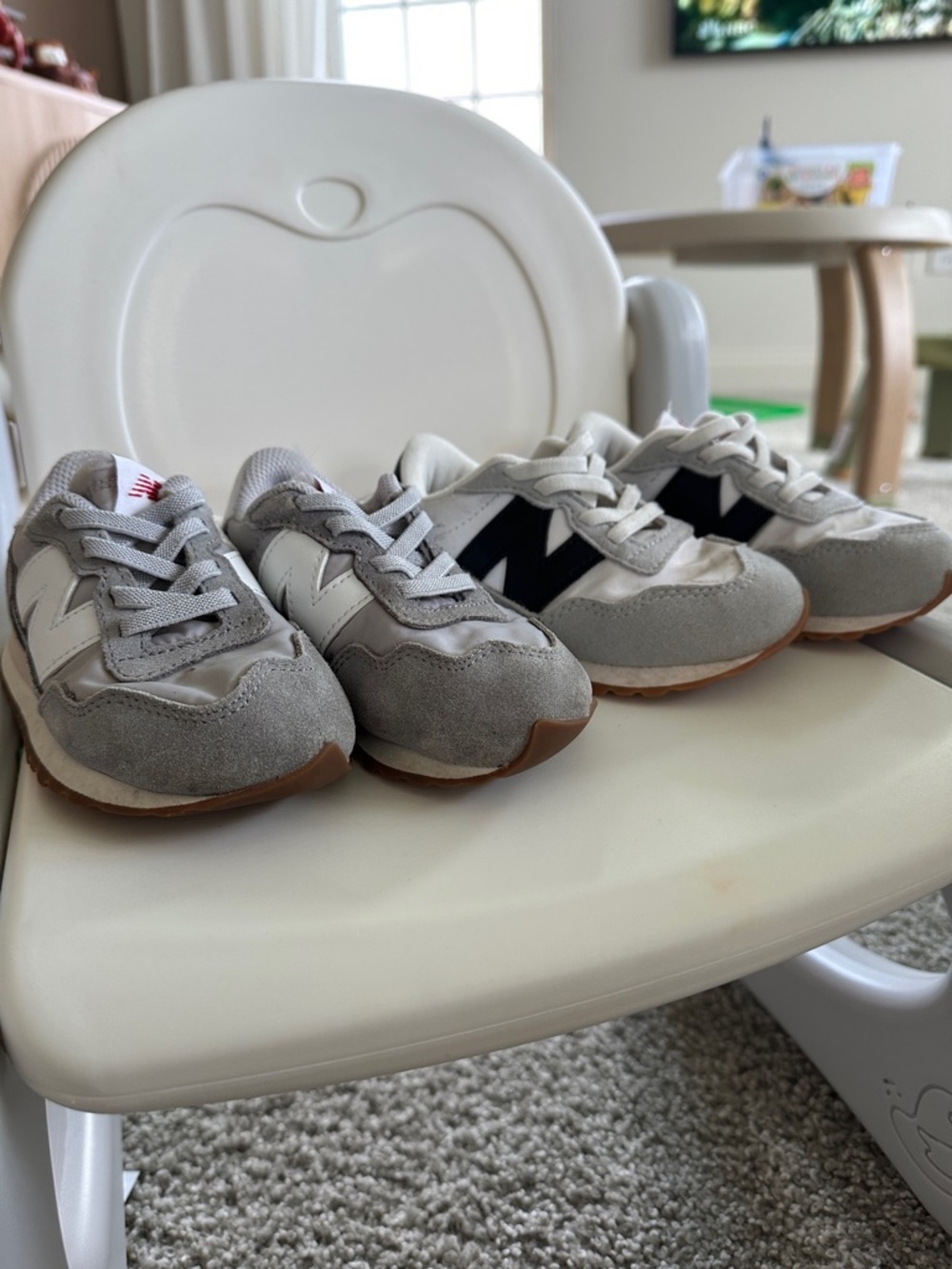New Balance Kids Grey Suede Sneakers with White and Black Accents